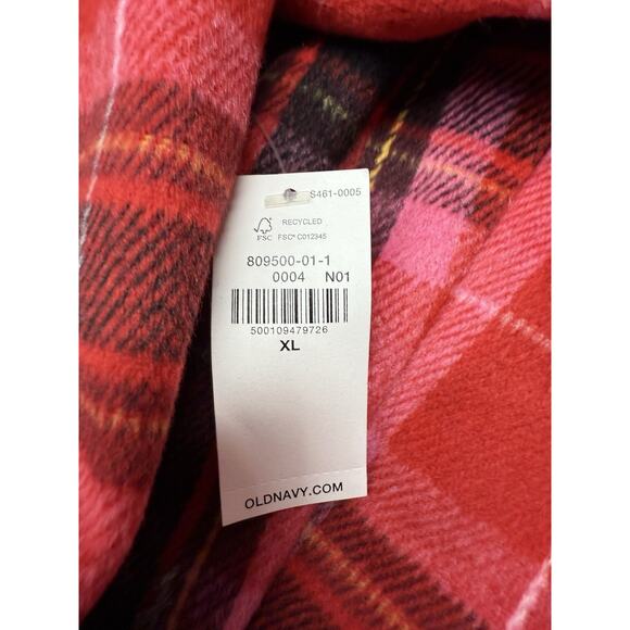 NWT Old Navy Women's Oversized Soft-Brushed Tartan Red Plaid Overcoat Sz XL - Picture 12 of 13